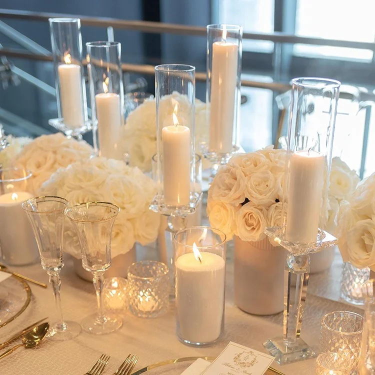 Bulk Price Cheap Glass Candelabra Candlestick Holder Stick Tealight Crystal Candle Holder Tube