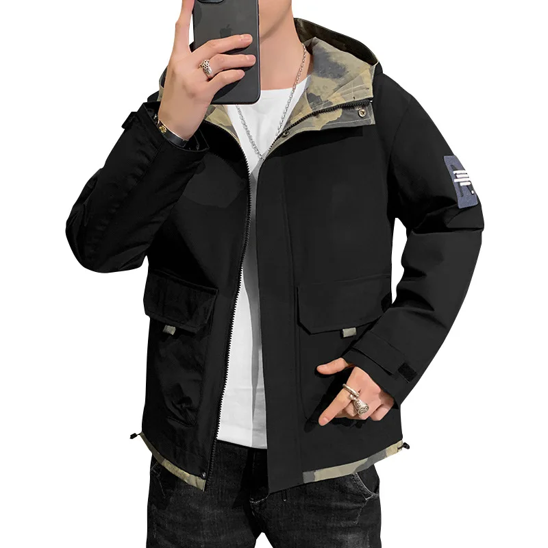 Male spring autumn 2021 new Korean trend handsome casual versatile cargo black jacket