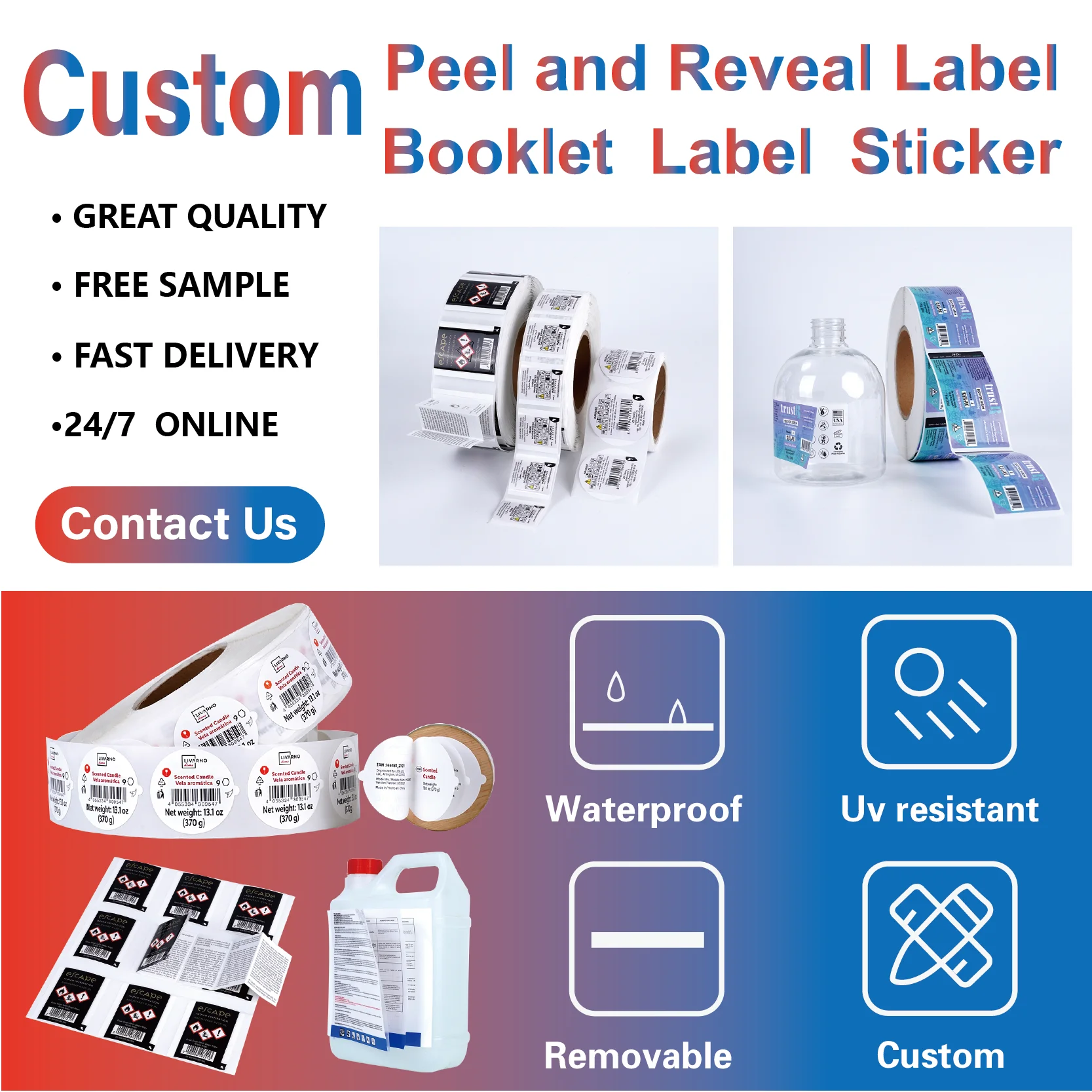 Adhesive Two Sided Double Layer Vinyl Stickers  double layer candle warning sticker round Double Layer cosmetic Label Sticker