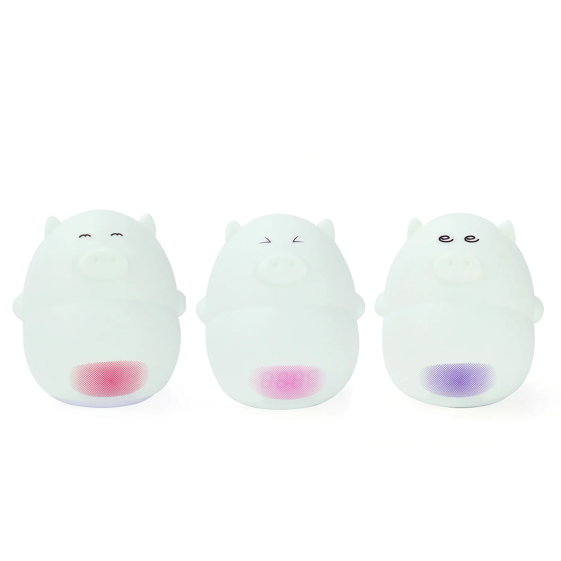 Lovely Cartoon Pig LED Night Light Sound Control Table Lamp with Alarm Clock