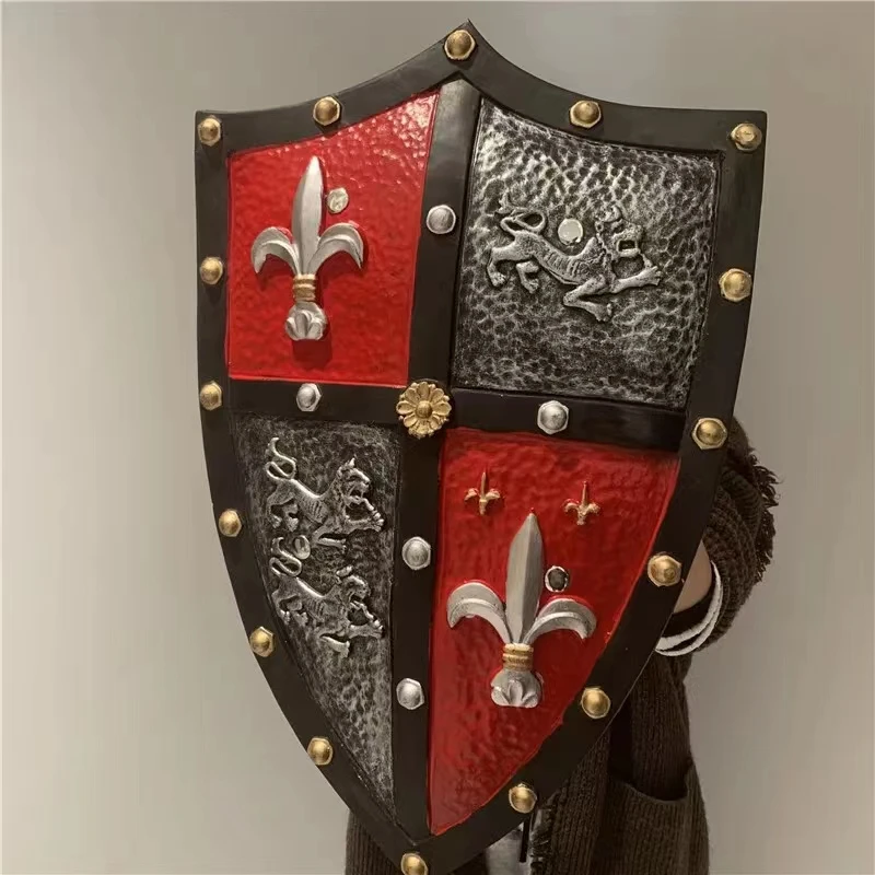 Medieval Viking Samurai armor Cross Shield Huaqi AM20 Vintage Warrior trident Shield Anime Game PU Weapon Prop for Halloween