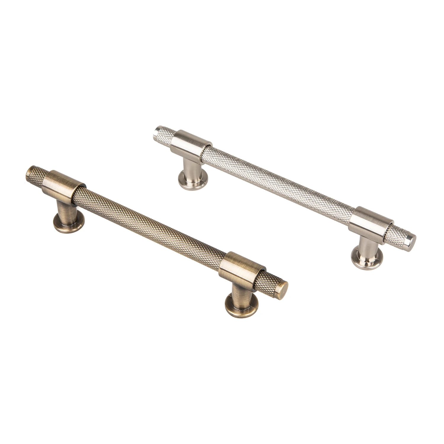 Fingertip Design Satin Nickel Knurled 128mm  Aluminum Cabinet T-Bar Pull