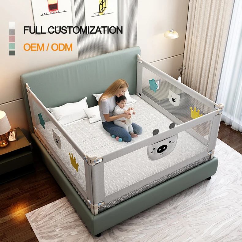 Portable Child Safety Products Full Custom Toddler Cot Railing Babi Side Anti-falling Double Guard Cute Bear Design Bed Rails