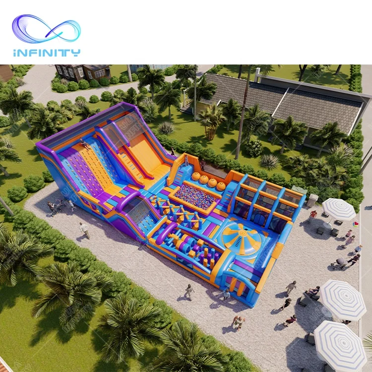Large Inflatable playground outdoor amusement kids sport games obstacle course inflatable theme slide park amusement customized