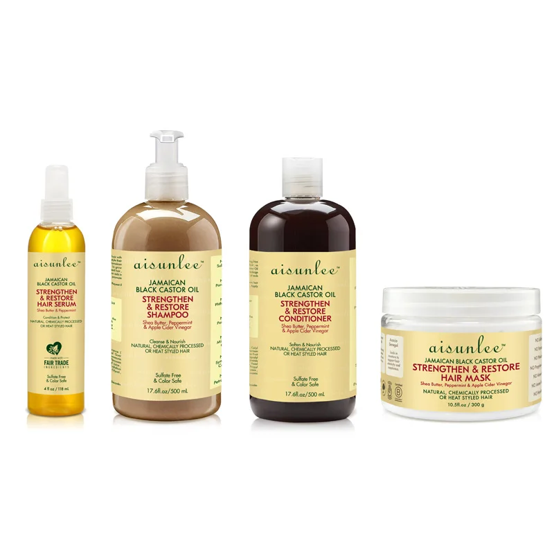 High Quality 500ml Private Shampoo And Conditioner Jamaican Black Castor Oil Shampoo Hair Oil Set