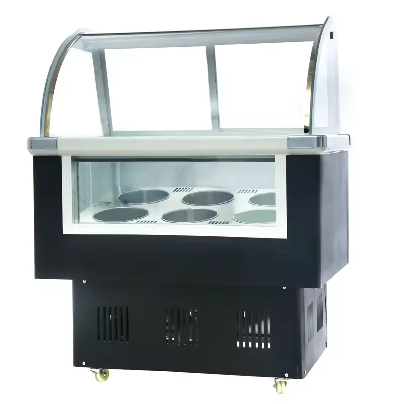 High Performance Commercial Ice Cream Display Freezer Fridges Gelato Ice Cream Display Showcase Round And Square Barrel