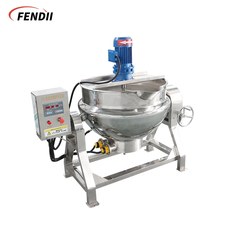 Commercial 100 Liter Industrial Steam/gas/electric heating Jacketed Cooking Kettle industrial cooking pot with mixer