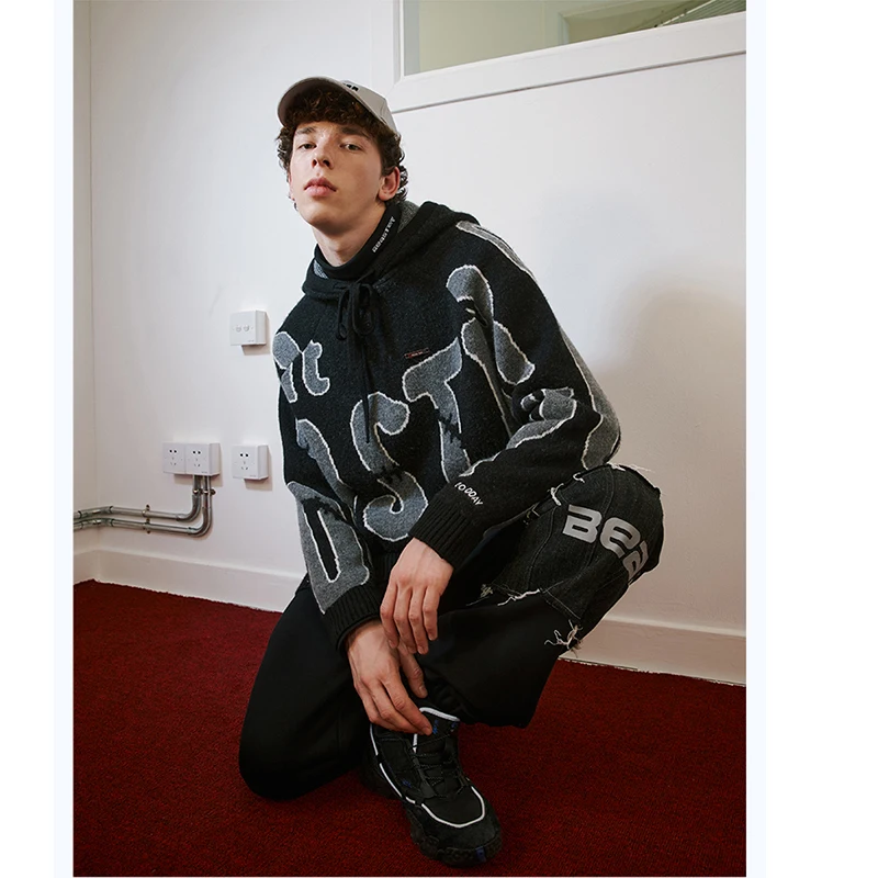 Custom LOGO Colors Hoodies Sweater Men Knitwear Sweaters Oversize Turtle Neck Wool Cotton Knitted Jumper Cardigan Men