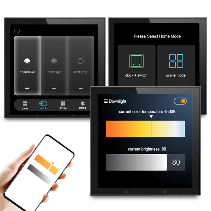 2022 New arriving 4 inch touch screen dimmer switch scene panel smart home Zigbee gateway system app remote and voice control