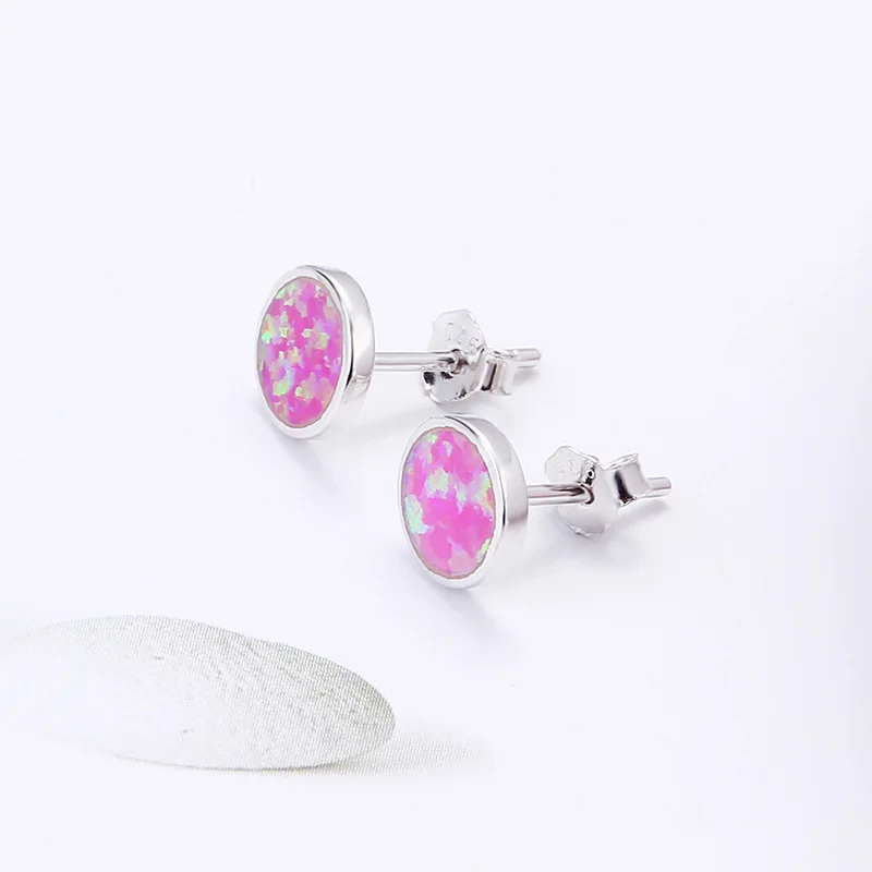 5/7mm Fine Jewelry Vintage Earrings 925 Sterling Sliver Cartilage Piercing Stud Opal Earrings
