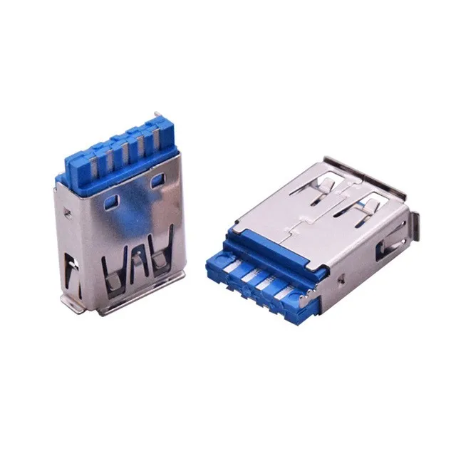Shenzhen Manufacturer Welding Wire Usb3.0 9P Female Head Blue Rubber Core Usb Female Connector