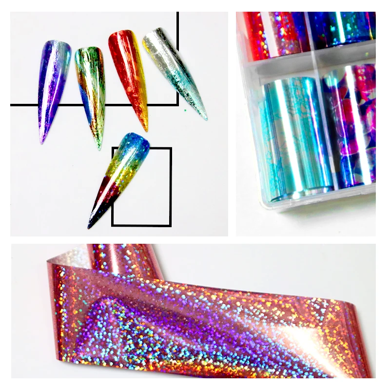 Colorful Halo Stained Night Sky Glass Nail Decal Sticker Dreamy Starry Sky Shining Brightly 3D Nail Decal