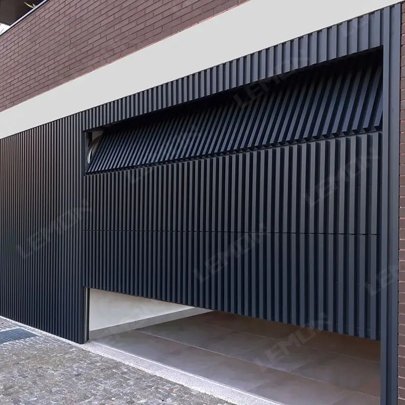 Australian Style Villa Overhead Glass Automatic Black Batten Modern Flush Mount Panel Garage Door