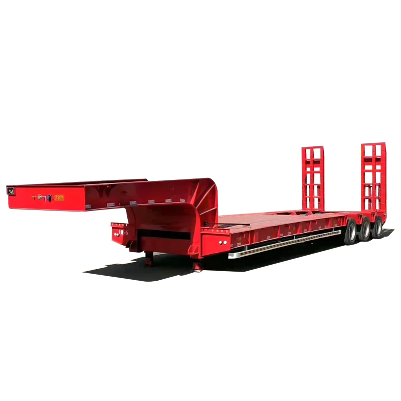 New 3 axles 60-100 ton lowboy semi trailer lowbed truck trailer low bed trailer