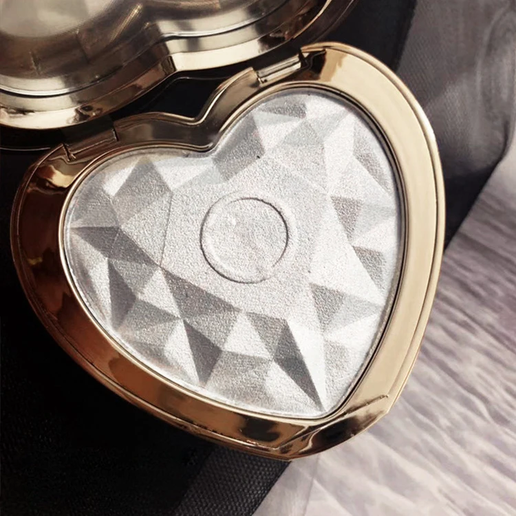 Heart shape highlighter pressed powder cosmetics high pigment makeup private face highlighter palette for women