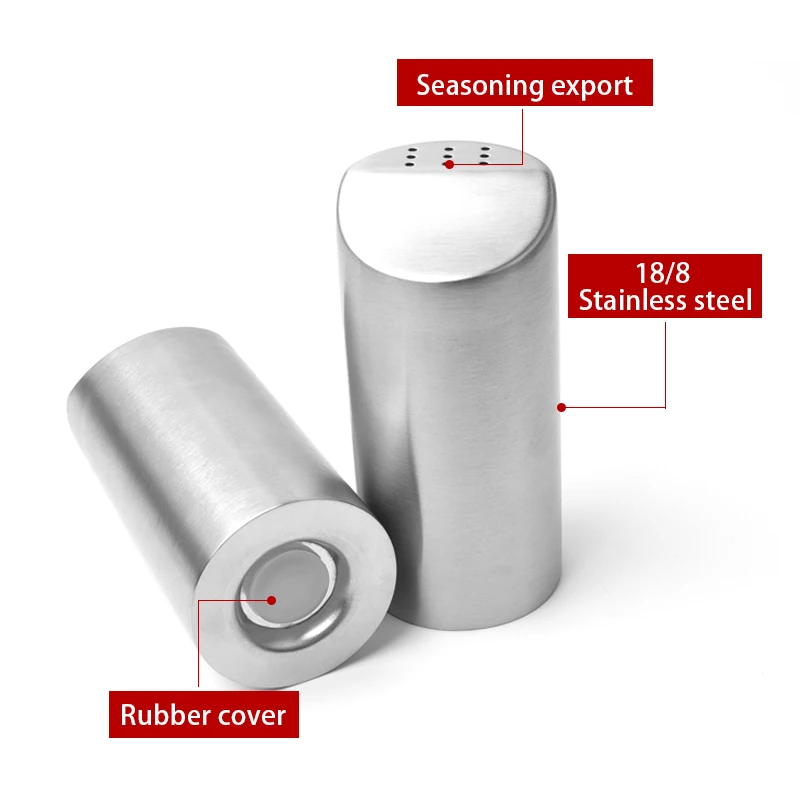 Stainless Steel Logo Customized Kitchen Spice Pepper Salt Seasoning Shaker