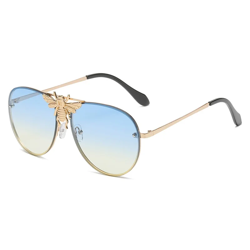 Hot Selling Spectacle Bee Sun Glasses Metal Frame Eyeglasses Shades Oval Color Changing Gafas De Sol Eyewear Unisex Sun