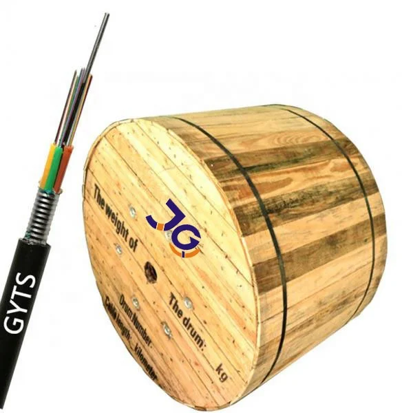 Fiber Optic Cable 24F Armoured Steel tape Overhead /underground GYTS-24 core fiber optic cable 4KM/Roll