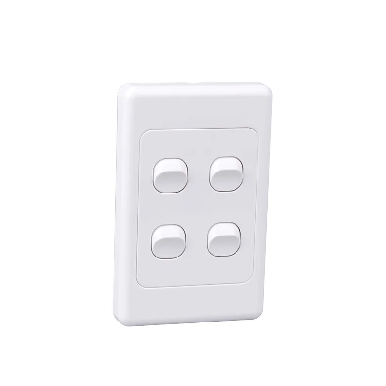 JHEAS308-V Australia Standard 4 Gang 2 Way SAA Electrical Plastic Vertical Home Wall Light Switches