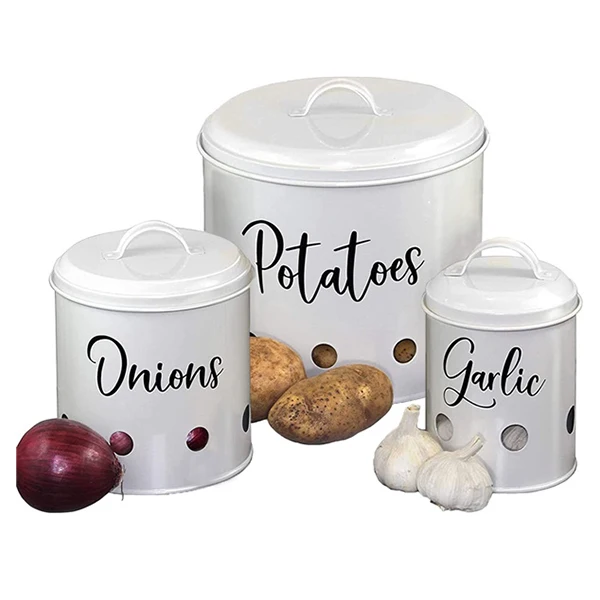 Potato Onion & Garlic Kitchen Canisters Set of 3