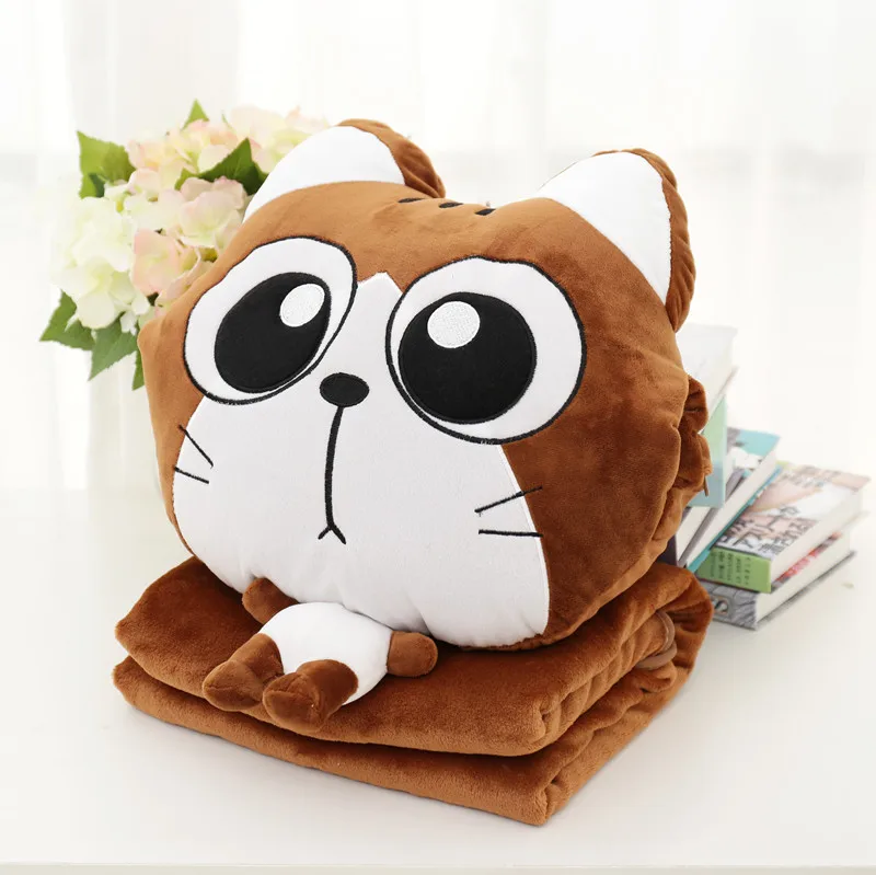 Cute Soft  3 In 1 Anime Pillow Toy Stuffed Adult And Kids Animal Pillow Blanket