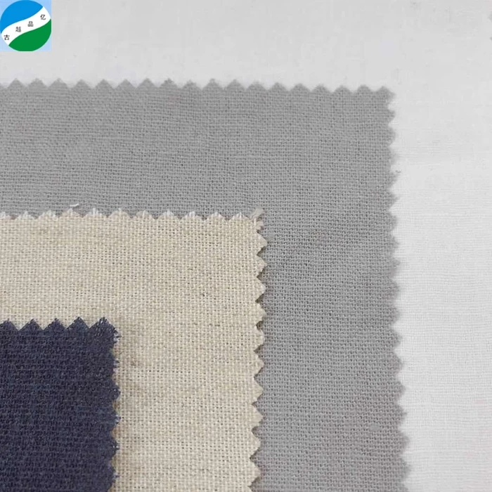 Hot selling stock lot fabric wholesale woven cotton linen blended plain dyed stock fabric