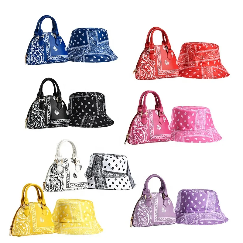  2021Luxury purse and hat set Designer print bucket hats ladies hand bags Shoulder paisley Bag Women purses handbags