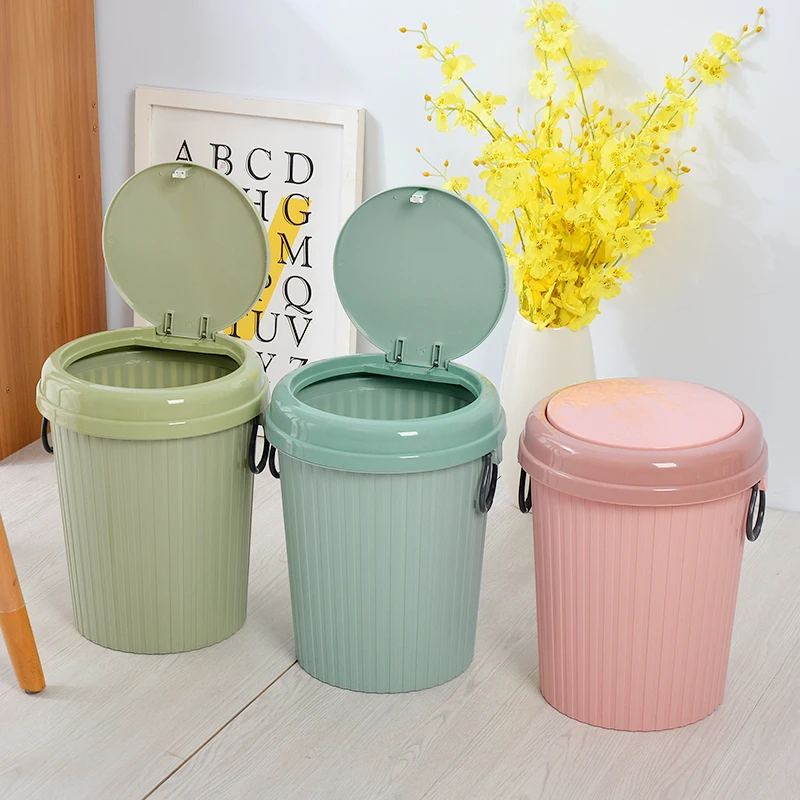 
Household Colorful Hand Press Flip Dustbin Trash Bins Garbage for Sale 