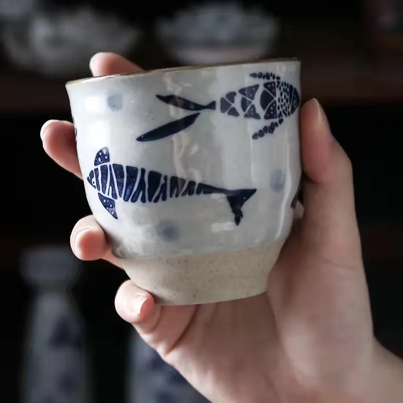 Eco friendly customized ceramic mugs reactive glaze coffee cups retro small tea cup 220ml drink mug for restaurant