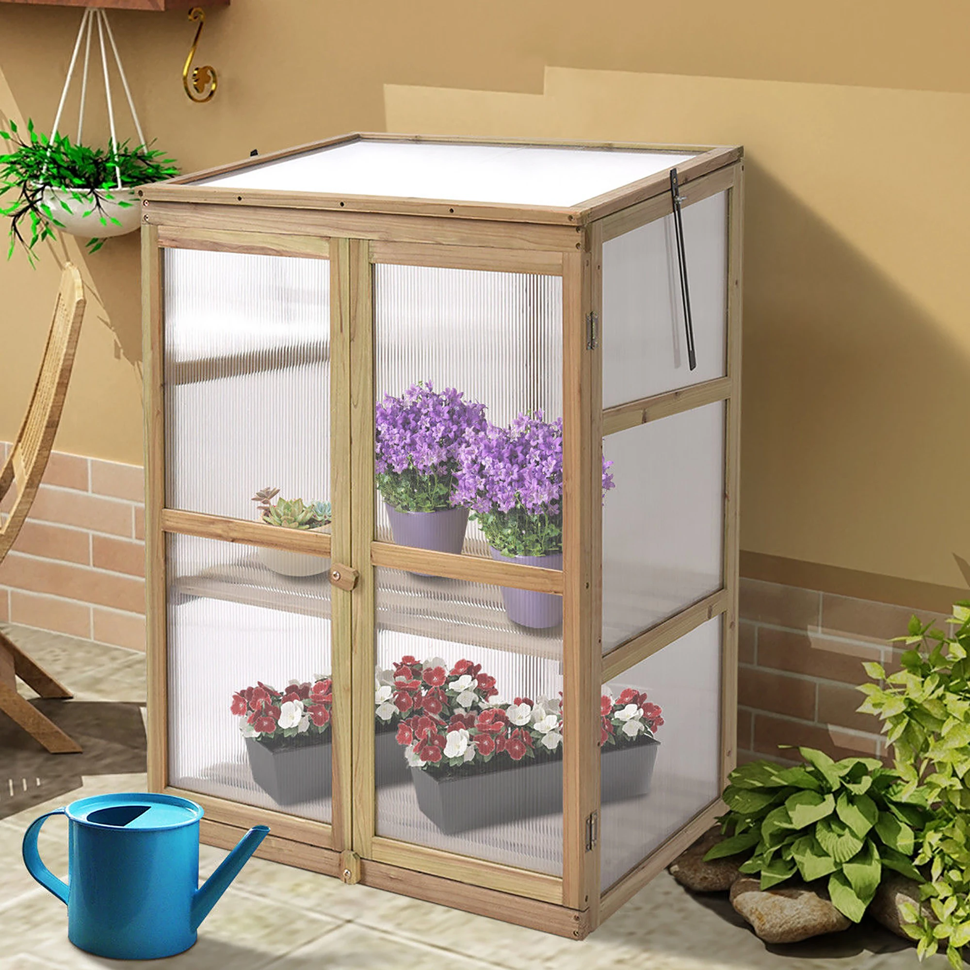  2 яруса 55x40x80 см деревянная холодная рама портативная мини теплица для