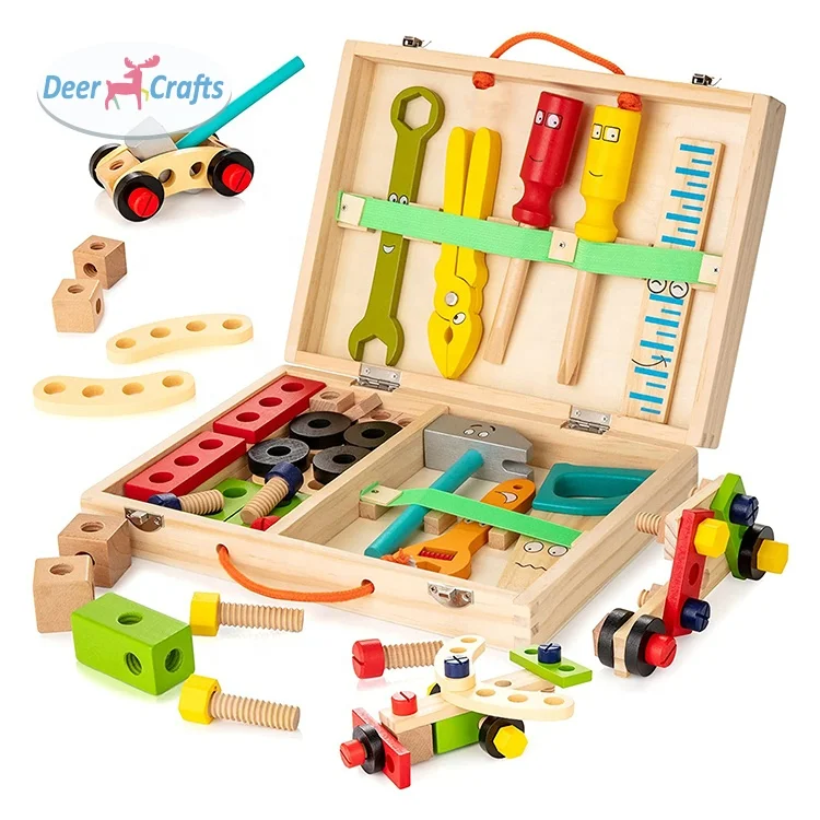2021 New creative wooden DIY toy tool box for preschool kids DD03169