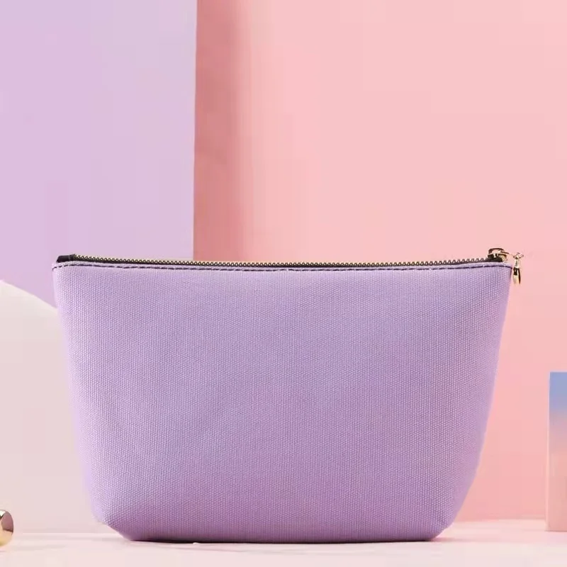 Blank plain canvas makeup bag kit cloth for brush organic cotton pouch makeup cosmetic bag private label eco friendly makeup bag