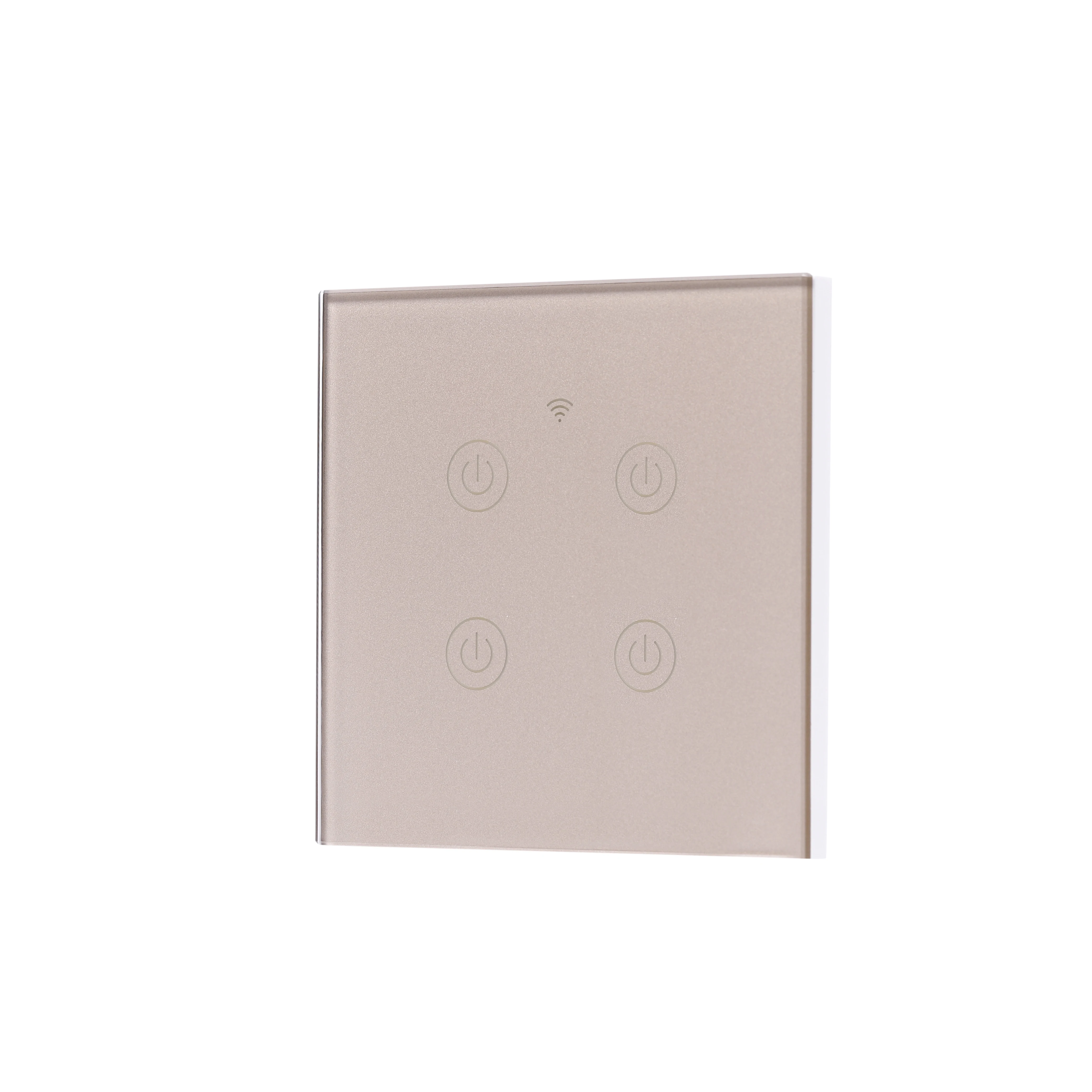 WIFI  Gold 4gang EU Standard Tuya APP Touch Wall Switch Smart Light Switch Glass Panel Light Smart Light Switch Glass Screen