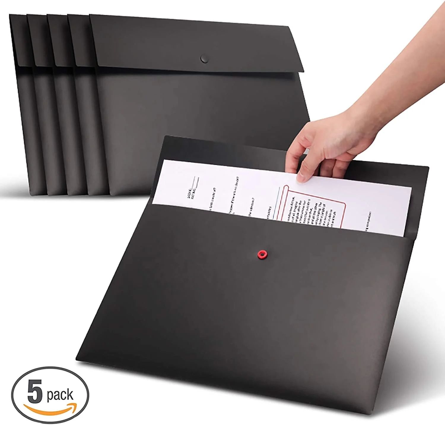 File Folder Pockets File Jacket Plastic Envelope Flat Document Letter Organizer with Snap Button Closure A4 Letter Size