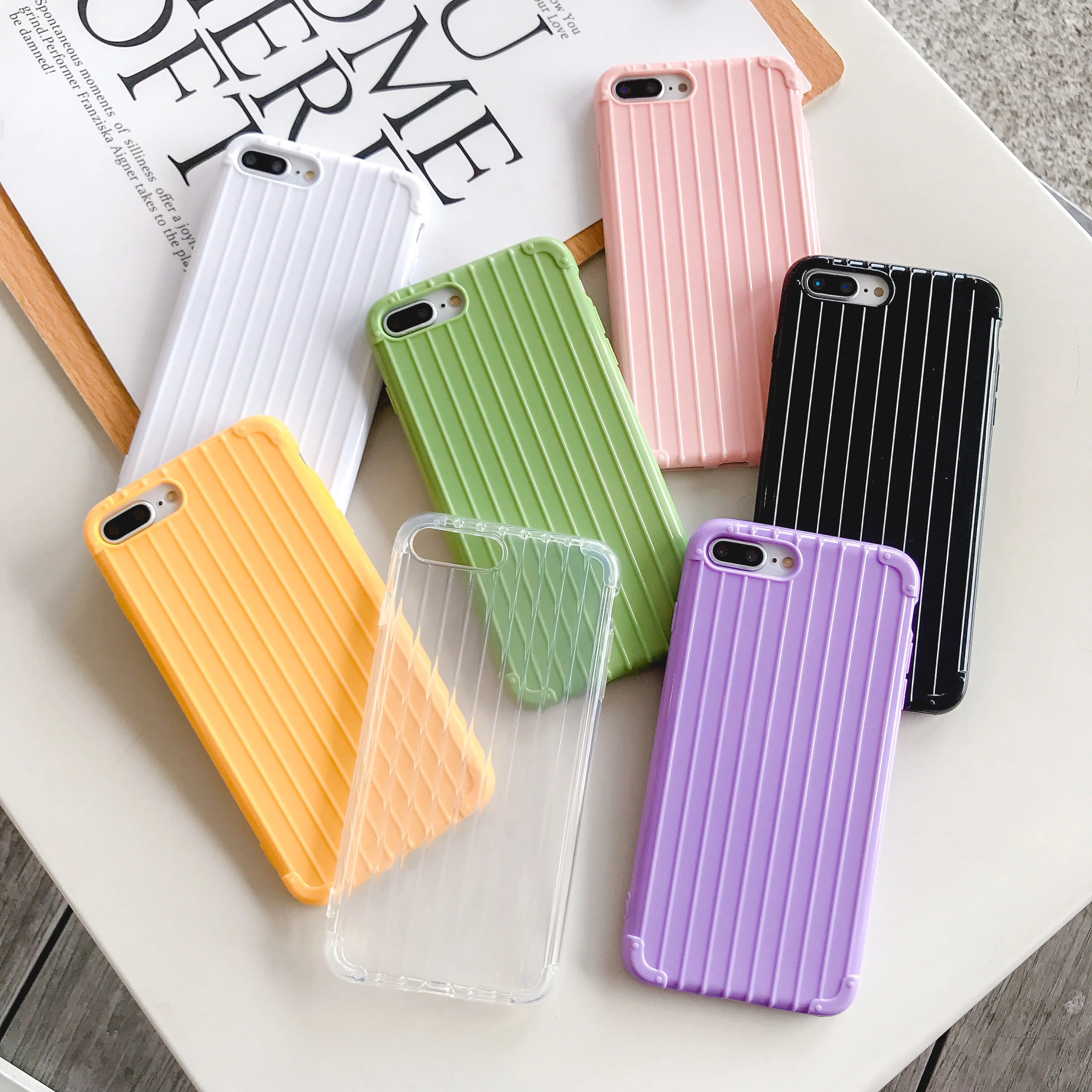 
 Чемодан ярких цветов iP XSmax, чехол для мобильного телефона XR для ip 6/7/8 Plus, мягкий чехол, простой, Япония и Корея  