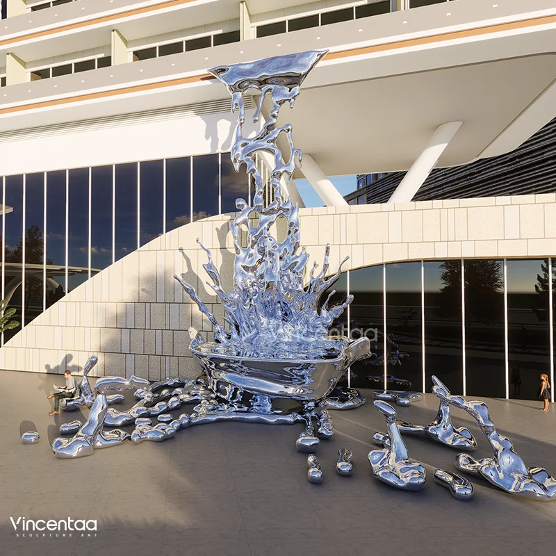 Modern garden decor stainless steel water drop sculpture for hotel decor