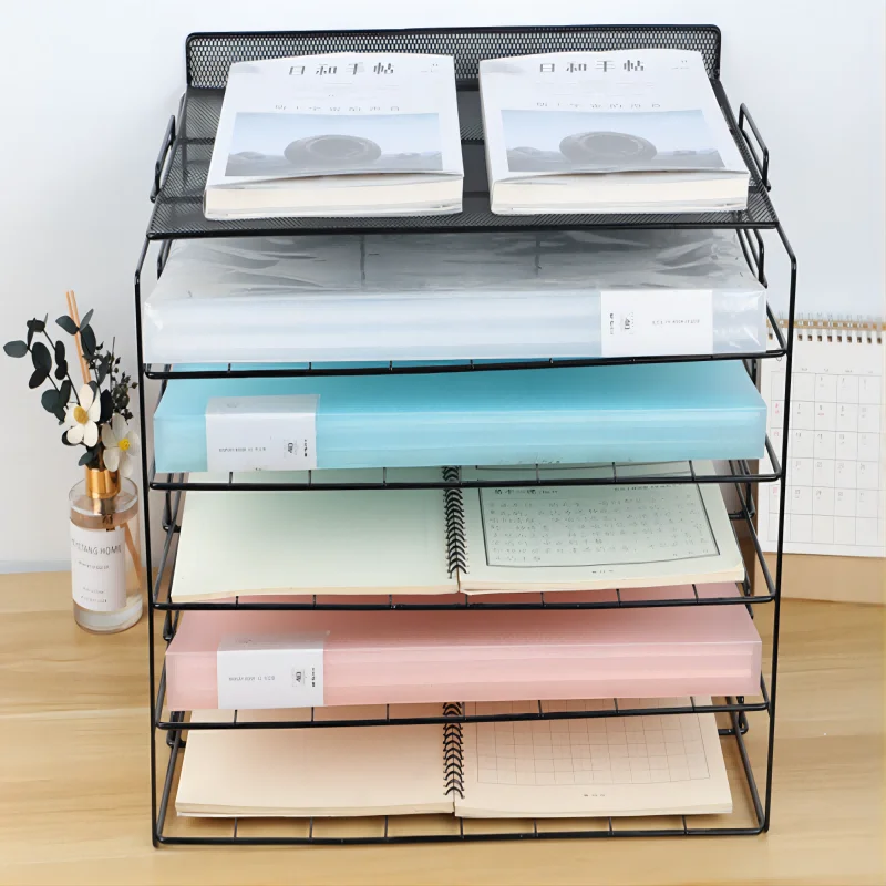 Black Desk Accessories Organizer Custom Logo Mesh Office Supplies Case Holder Home Office Classroom Durable Metal File Organizer