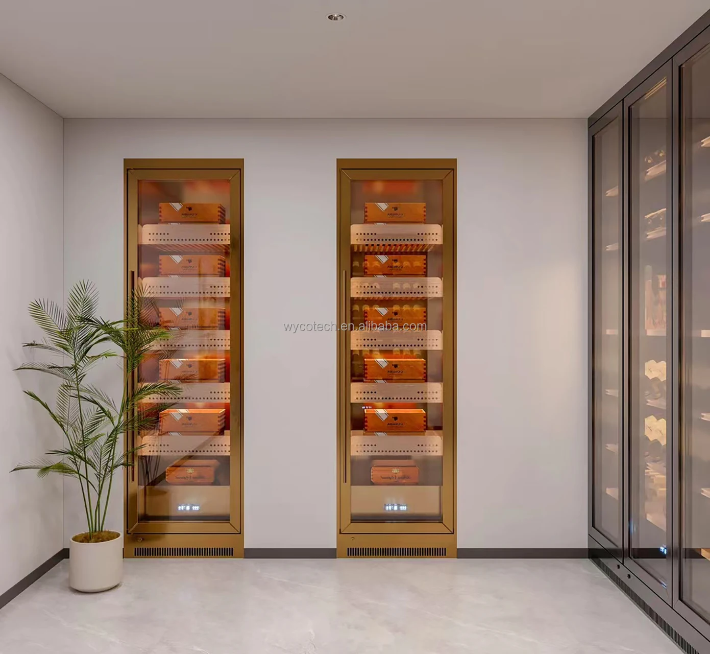 Custom Any Size Design Budget Commercial Stainless Steel 304 and Wood Cigar Drawers Modern Electric Humidor for Cigars Cabinets