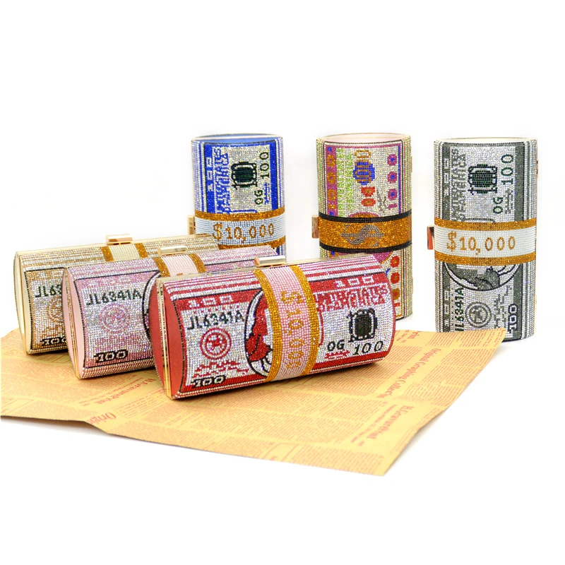 
Crossbody Women Money Bags Evening Money Bling Clutch Bags Women Handbag Best Selling Crystal Pu Custom Stickers 