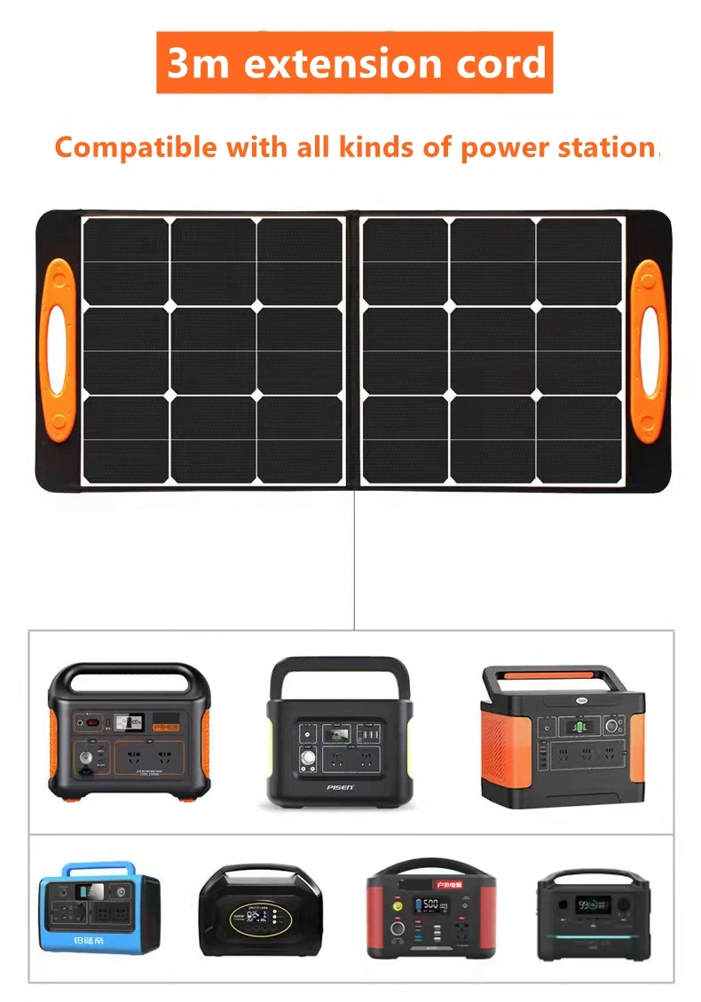 100W Foldable Solar Panel Solar Battery Charger,Suitable For 300W 500W 600W 1000W Portable Power Station