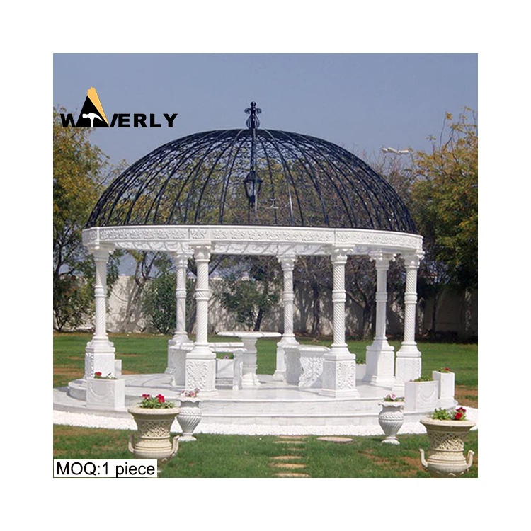 Large Luxury Romantic Wedding Decoration Stone Pavilion Custom Design European Modern Greek Marble Gazebo