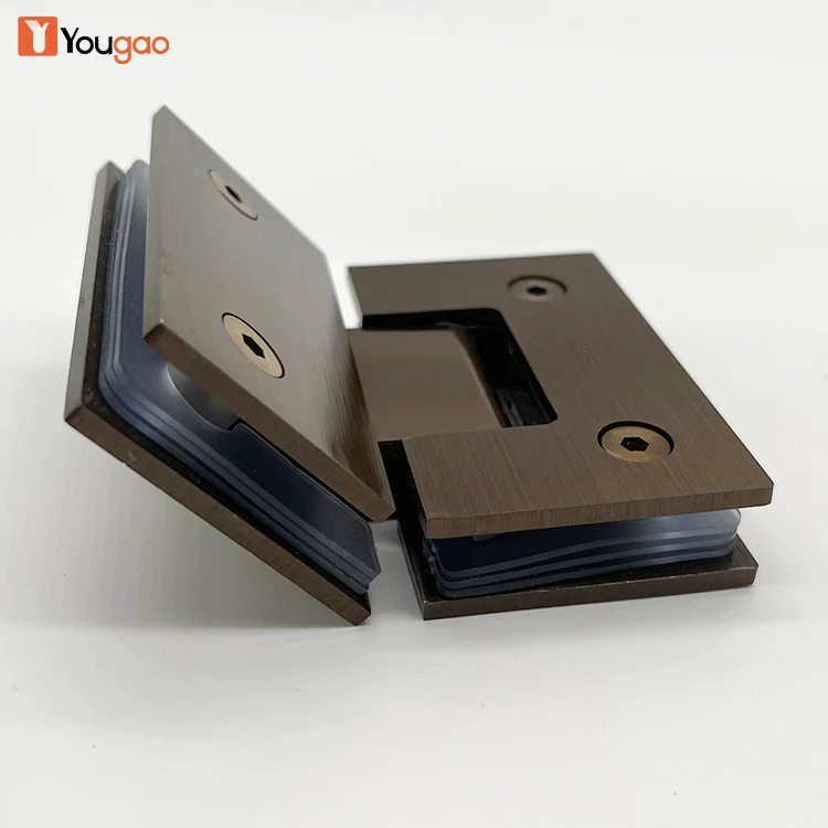 Manufacturer 304 Stainless Steel 135 Degrees Brushed Copper Door Clamp Adjustable Soft Close Hydraulic Shower Door Glass Hinge