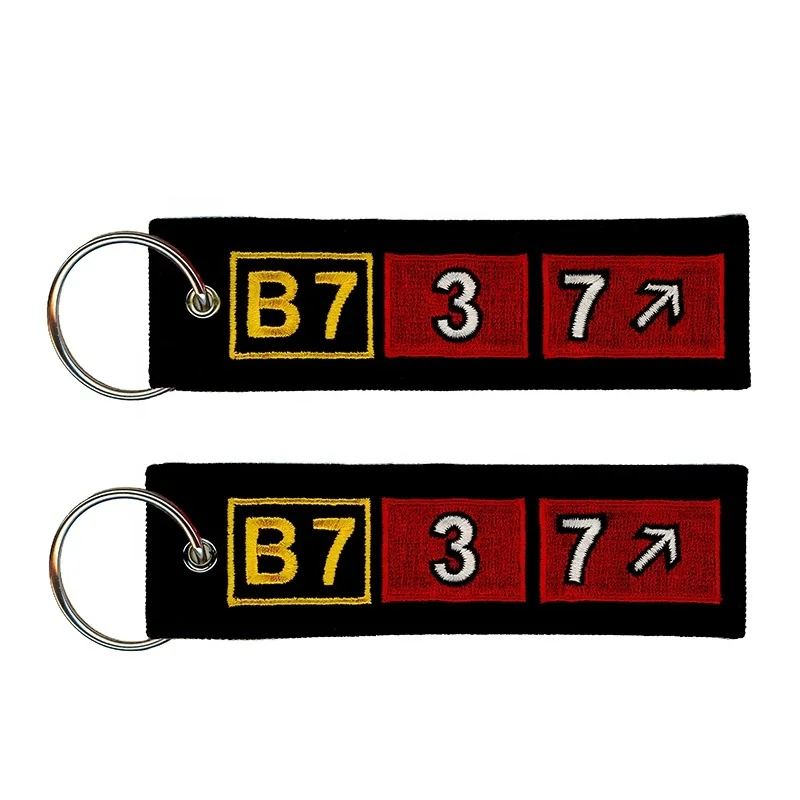Custom Logo Embroidered Keychain Airplane Letters Personalized Embroidery Key Ring Brand Key Tag Flight Key Chain