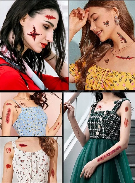  Татуировка Временная красивая девушка татуировка стикер Halloween татуировки наклейки для