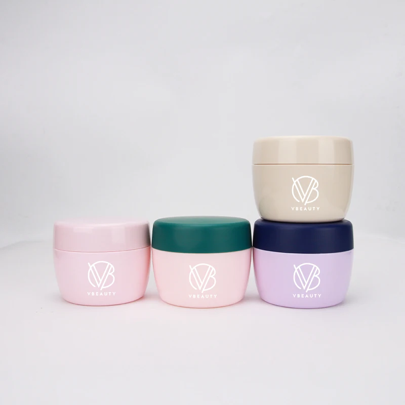 Recycled Plastic Cosmetic Jars Round Shape Cream Jar Customized Color Plastic Round Jars