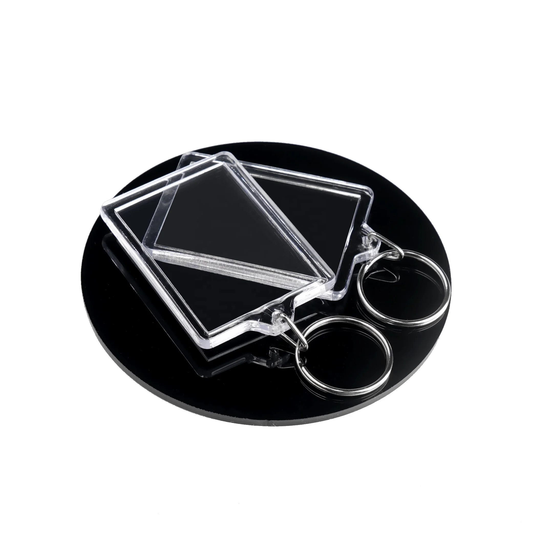 Double Sided Blank Acrylic Photo Keychain Rectangular Insert Picture Key Fob With Split Ring