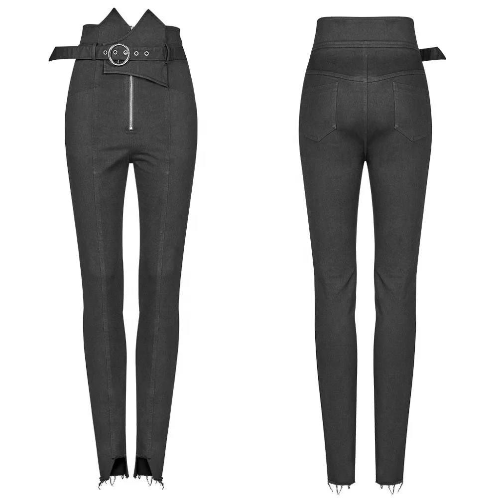 
OPK-270 PUNK RAVE Punk high waist metal decorative button jeans ladies fashion pants 