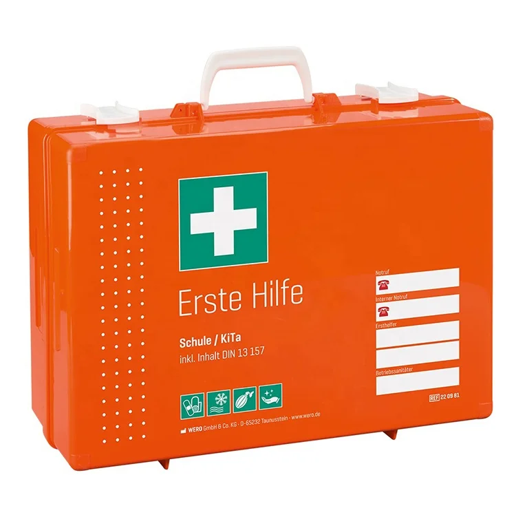 Din 13157 Germany Approved Wall- mounted ABS First Aid Box Medical First Aid Kit for official business