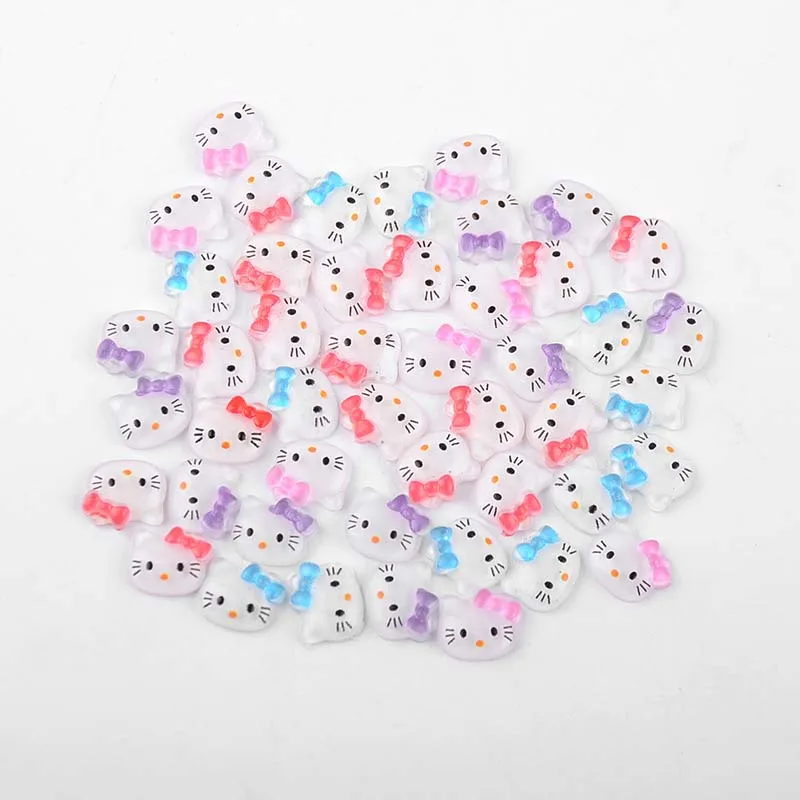 Wholesale 100pcs Bag In Bulk 3D Kitty Cat Nail Charms Accessories Cartoon Kawaii Resin Nail Art