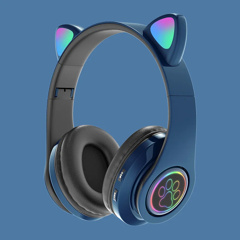 Индивидуальный дизайн, наушники в форме кошачьих ушей для Bluetooth 5,0, гарнитура с голубыми зубьями, поезд, милые детские наушники для девочек